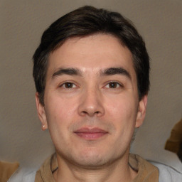 Neutral white adult male with short  brown hair and brown eyes