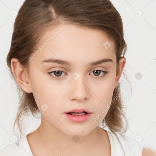 Neutral white child female with medium  brown hair and brown eyes