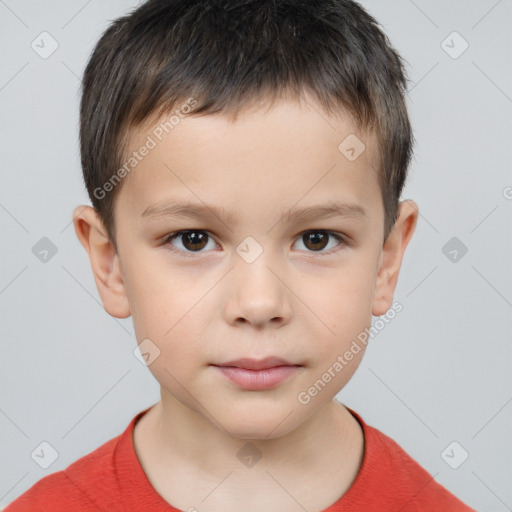 Neutral white child male with short  brown hair and brown eyes