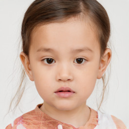 Neutral white child female with short  brown hair and brown eyes