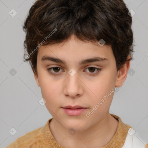 Neutral white child male with short  brown hair and brown eyes