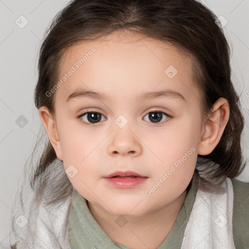 Neutral white child female with medium  brown hair and brown eyes