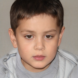 Neutral white child male with short  brown hair and brown eyes