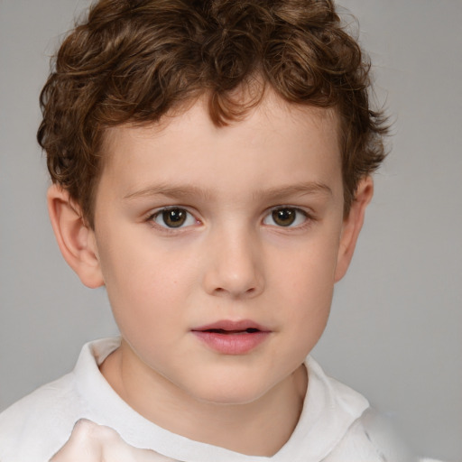 Neutral white child male with short  brown hair and brown eyes