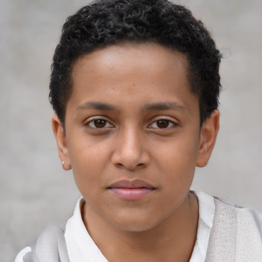 Neutral black child male with short  brown hair and brown eyes