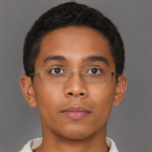 Neutral latino young-adult male with short  brown hair and brown eyes