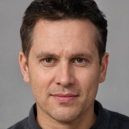 Neutral white adult male with short  brown hair and brown eyes