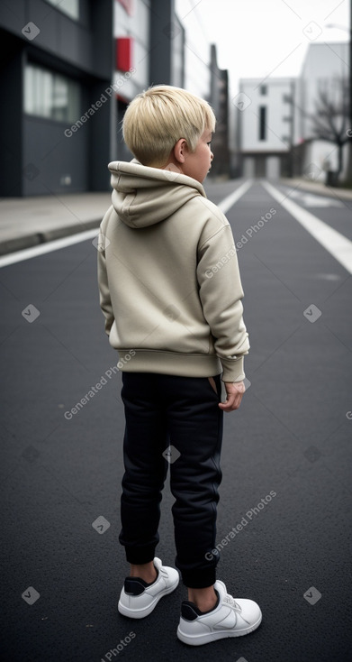 Japanese child boy with  blonde hair