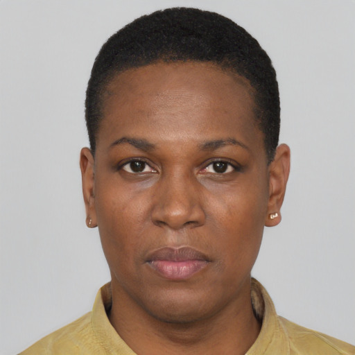 Neutral latino young-adult female with short  black hair and brown eyes