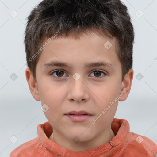 Neutral white child male with short  brown hair and brown eyes