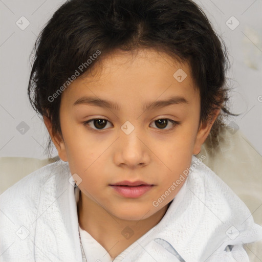 Neutral white child female with medium  brown hair and brown eyes