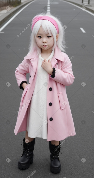 South korean child girl with  white hair