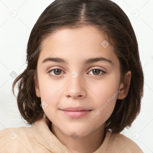 Neutral white child female with medium  brown hair and brown eyes