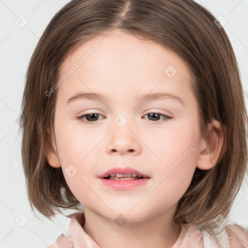 Neutral white child female with medium  brown hair and brown eyes