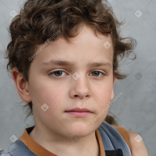 Neutral white child male with short  brown hair and brown eyes