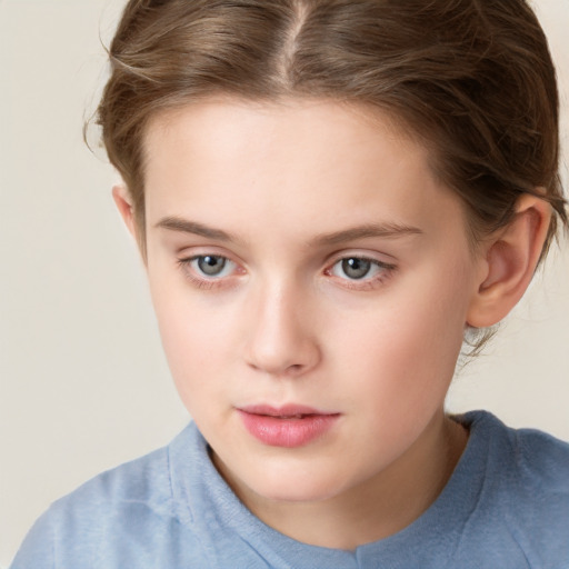 Neutral white child female with short  brown hair and brown eyes