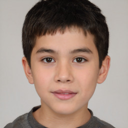 Neutral white child male with short  brown hair and brown eyes