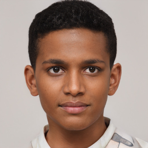 Neutral black child male with short  brown hair and brown eyes