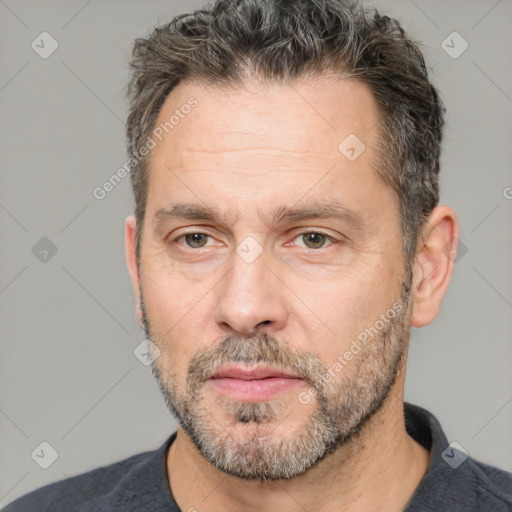 Neutral white adult male with short  brown hair and brown eyes