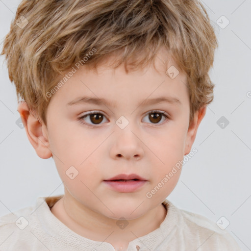 Neutral white child male with short  brown hair and brown eyes