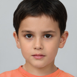 Neutral white child male with short  brown hair and brown eyes