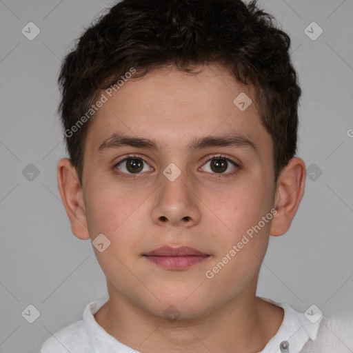 Neutral white child male with short  brown hair and brown eyes