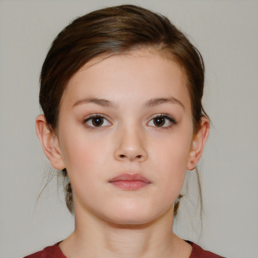 Neutral white child female with medium  brown hair and brown eyes