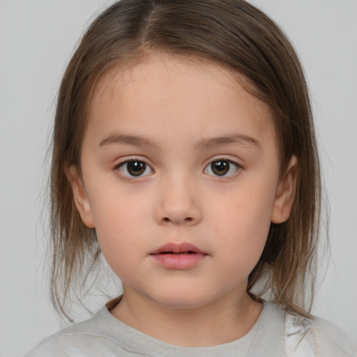 Neutral white child female with medium  brown hair and brown eyes