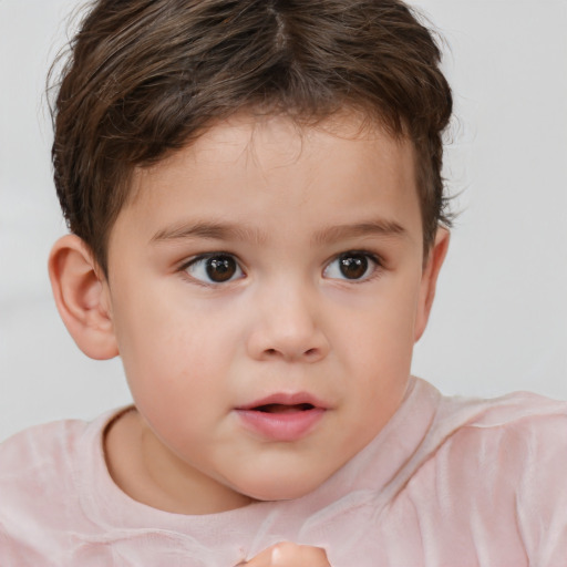 Neutral white child male with short  brown hair and brown eyes