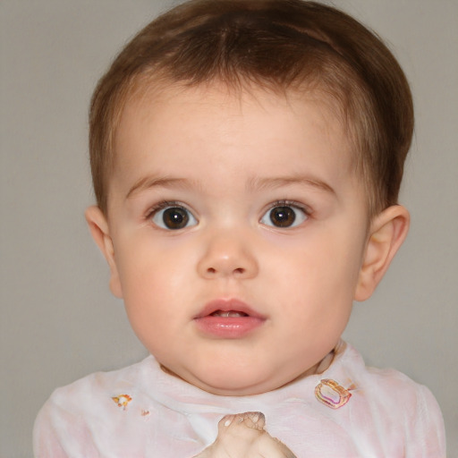 Neutral white child female with short  brown hair and brown eyes