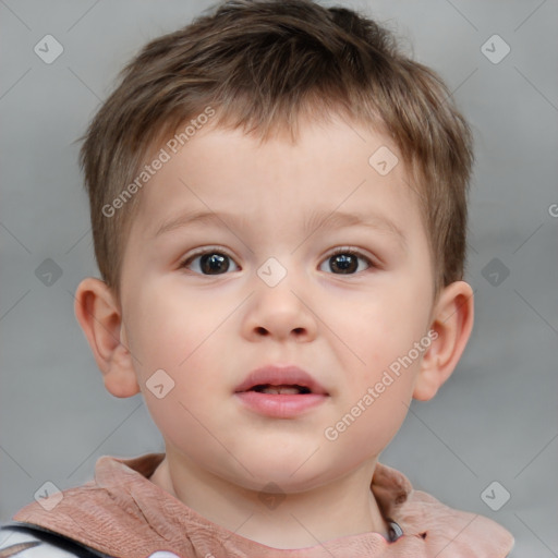 Neutral white child male with short  brown hair and brown eyes