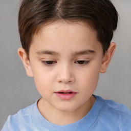 Neutral white child female with short  brown hair and brown eyes