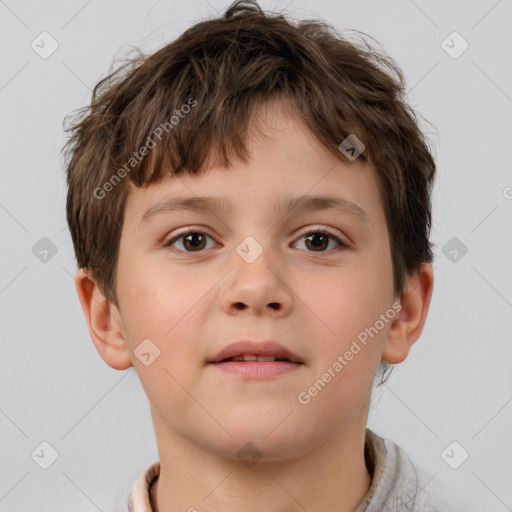 Neutral white child male with short  brown hair and brown eyes