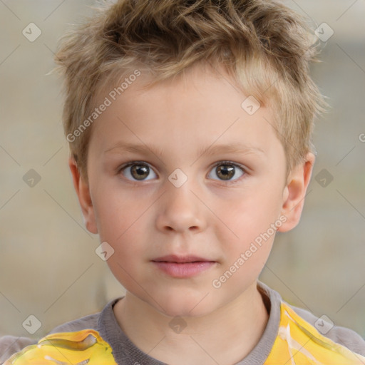 Neutral white child male with short  brown hair and brown eyes