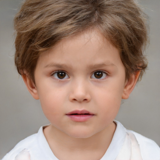 Neutral white child female with short  brown hair and brown eyes