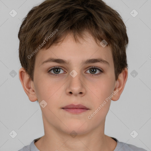 Neutral white child male with short  brown hair and brown eyes