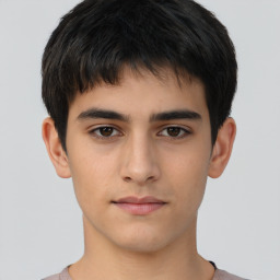 Neutral asian young-adult male with short  brown hair and brown eyes