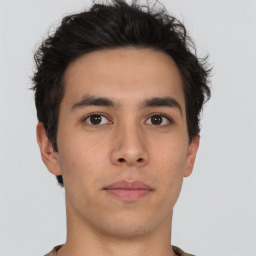 Neutral asian young-adult male with short  brown hair and brown eyes