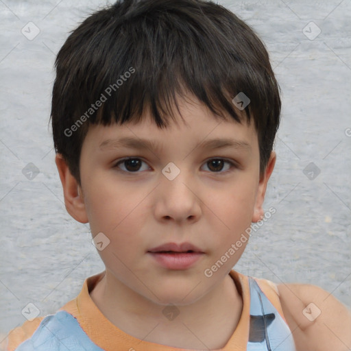 Neutral white child female with short  brown hair and brown eyes