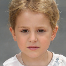 Neutral white child female with short  brown hair and brown eyes