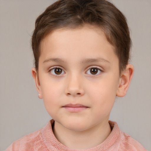 Neutral white child male with short  brown hair and brown eyes