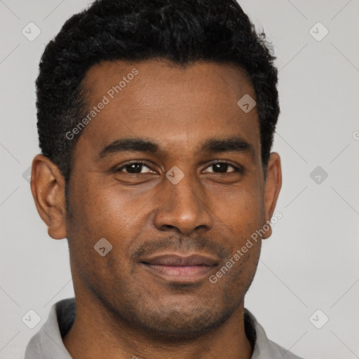 Neutral latino young-adult male with short  brown hair and brown eyes