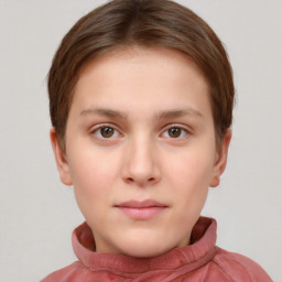 Neutral white child female with short  brown hair and brown eyes