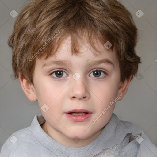 Neutral white child male with short  brown hair and brown eyes