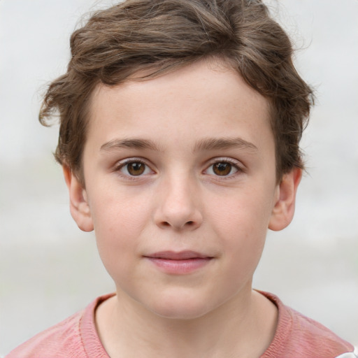 Neutral white child male with short  brown hair and grey eyes