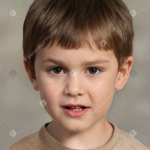 Neutral white child male with short  brown hair and brown eyes