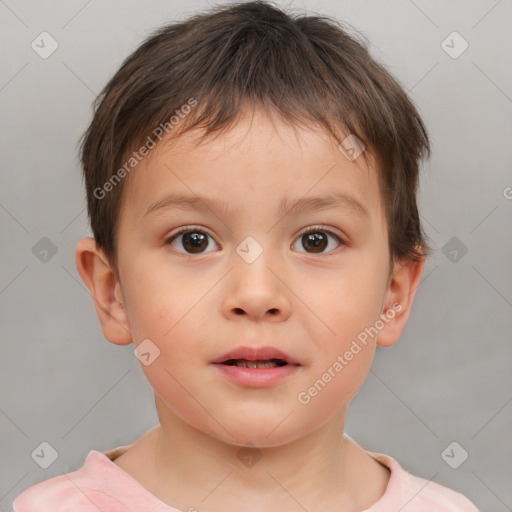 Neutral white child male with short  brown hair and brown eyes