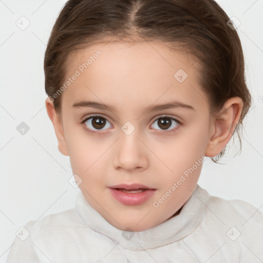 Neutral white child female with short  brown hair and brown eyes