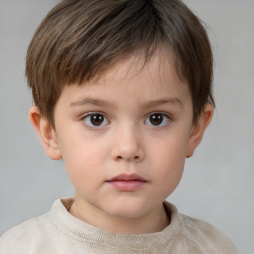 Neutral white child male with short  brown hair and brown eyes