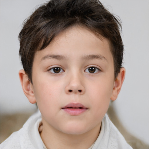 Neutral white child male with short  brown hair and brown eyes